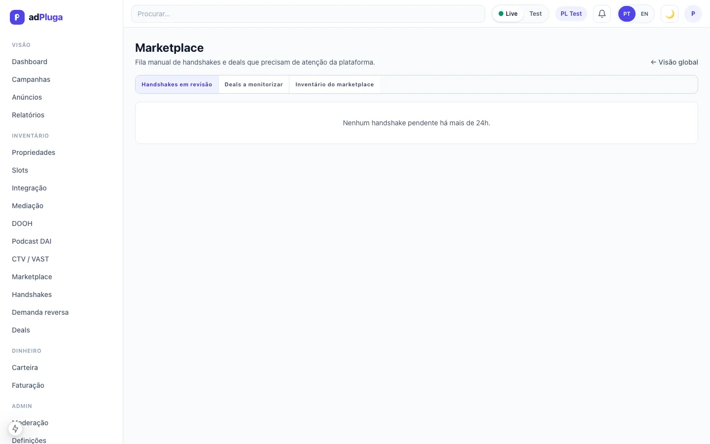 Marketplace admin panel